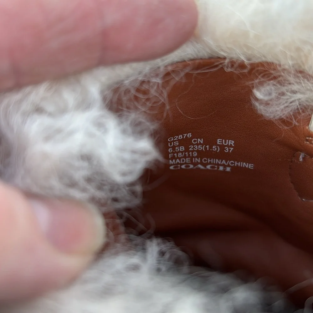 Coach Cream Shearling and Leather Flat Boots Size 6.5 - Picture 3 of 8